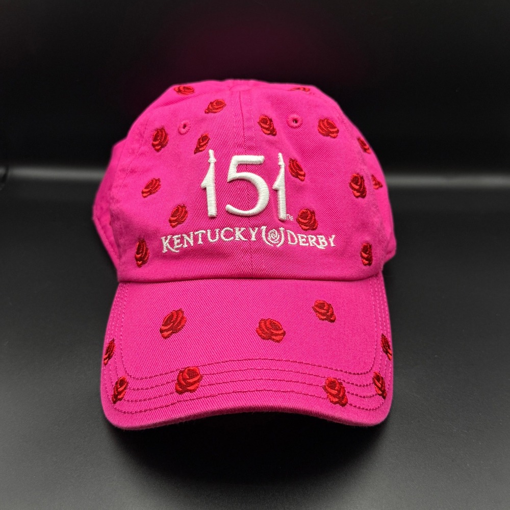 Kentucky Derby 151 Ahead Pink Rose Embroidered Baseball Cap Hat Classic Fit